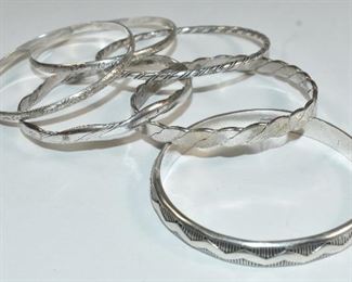 6 Sterling Bangle Bracelets