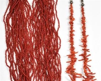 2 Vintage Coral Necklaces