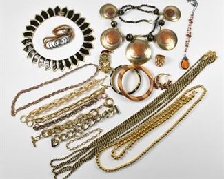 Costume Gold, Black, and Amber Tone Jewelry