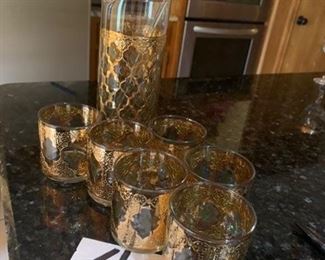 6 cocktail glasses w 1 tall mixer glass and stirrer 24 k