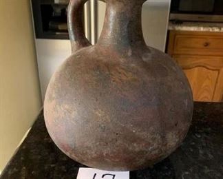 Unique old Clay/ceramic urn w handle
