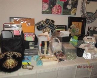 Misc bride-to-be party items, journals, pic frames, decor