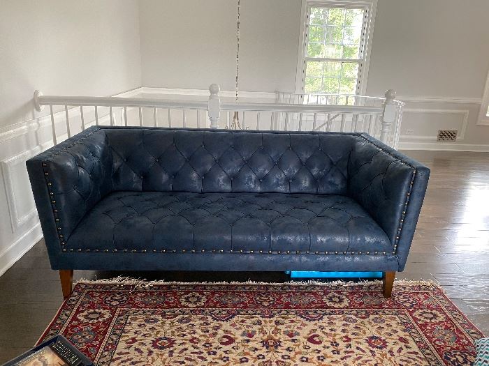 Zellano Home Furnishings, Mezopotamya Sofa, Cobalt Blue with fleck pattern in fabric Chesterfield style tufted sofa 74"L 36" D. Cushions sewn in Buy it NOW $500 oco