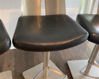 Brush Nickle and black leather bar stools 3' Tall and 19.5 Deep BUY IT NOW $350 all