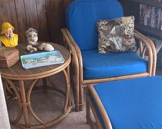 rattan chair and ottoman  several pieces available. 
