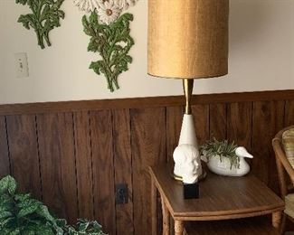 Retro flower wall art, lamps, nesting tables. 