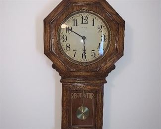 Oak Regulator Wall Clock. 