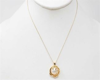 14K Gold Diamond Necklace with Pendant weighs approx 4.1g measures approx 17"