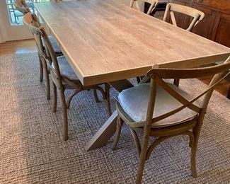 Crate & Barrel Trestle Table & 6 Restoration Hardware Chairs