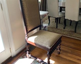 Vintage Upholstered Barley Twist Side Chair