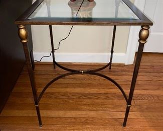 Glass Top Metal End Table (2 Available)