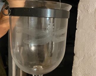 Dragonfly Etched Glass Georgian Lanterns - Set of 3