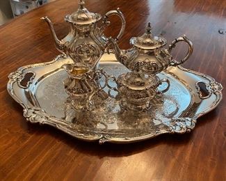 Gorham "Chantilly" Silver-plated Tea/Coffee Service w/Tray