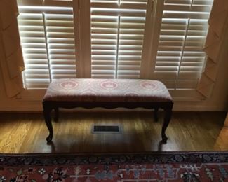 Chippendale style upholstered bench