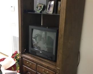 Vintage wood entertainment center