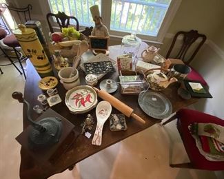 Vintage coffee grinder, cast iron trivets, pewter tray, acrylic napkin holder and much more