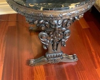 Antique Hand Carved Marble Table -- 21" Round x 20" H -- $500
