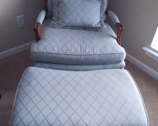 Vintage Arm Chair and Ottoman Feather Filled