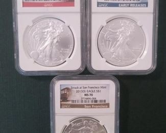 Silver Eagles NGC Graded. MS69. MS69. Ms70.