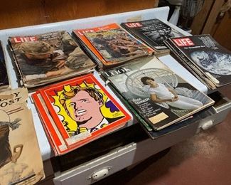 Large selection of life magazines and old newspapers