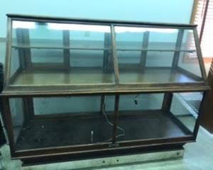 General store display counter cabinet. Came from a store in Hannibal Missouri. Beautiful perfect glass. Fitzpatrick brothers made in St. Louis