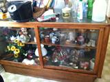 amazing depression era display cabinet and tons of antiques and collectibles