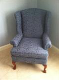blue paisley wingback chair