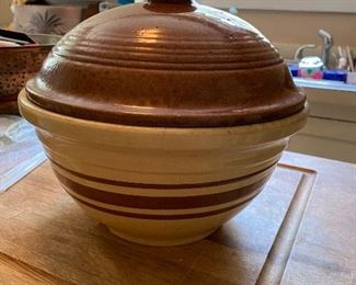 Watt Pottery bowl and top