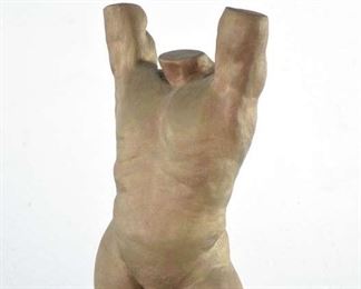 Clay Sculpture J. Richter Nude Male Torso
