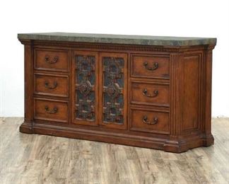 Touchstone Gothic Revival Stone Top Sideboard Buffet