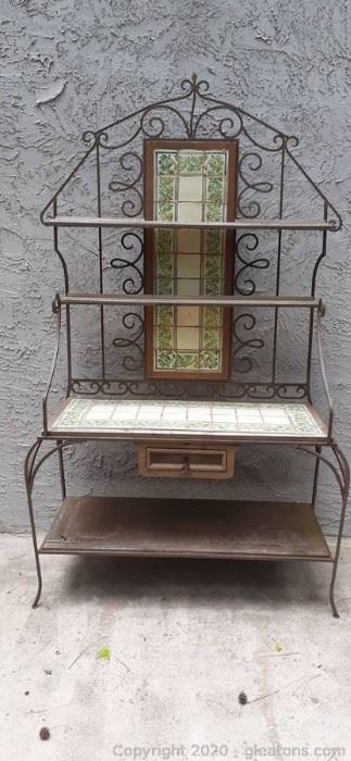Tile Wood and Metal Large Bakers Rack
