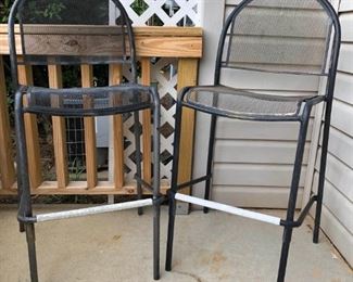 2 Wrought Iron High Patio Chairs