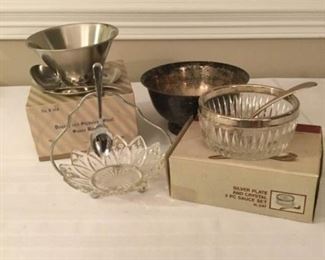 Vintage Silver Plate, Stainless Steel, Glass Serving Pieces
