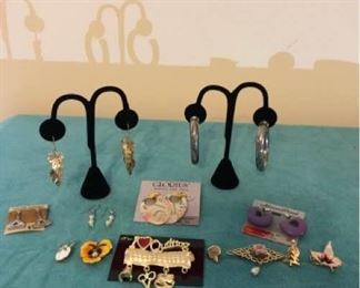 Costume jewelry pins and earrings 