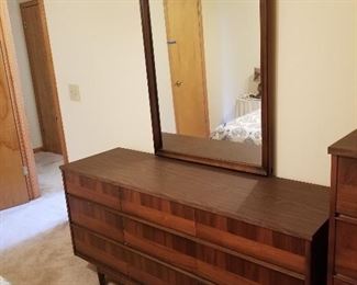 Mid Century Modern Dresser and Mirror 