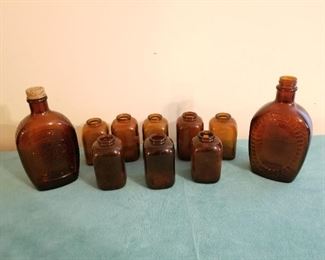 Vintage Amber Glass Snuff and Syrup Bottles