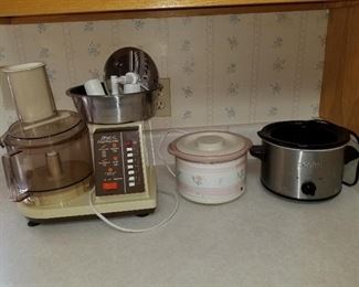 Vintage Food Processor and Crock Pots 