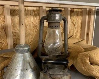 172r Vintage Lamps, Tools  Jute Bags