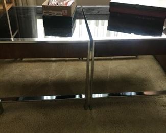 Chrome and glass matching end tables