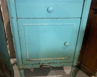 Hefty Vintage sea blue green enamel on metal Medical cabinet 