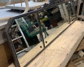 Regal vintage gesso and wood mantle or buffet mirror, etched and beveled glass 