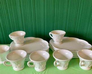 CLEARANCE  !  $5.00 now, was $24.00........Milk Glass Snack Sets,  one cup missing (L286)