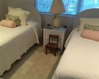 Pair of wicker twin beds