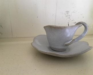 Art pottery cup and saucer