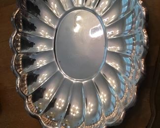 Set of oval silver plate trays