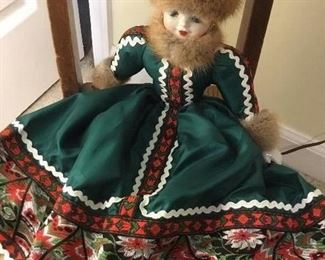 Russian doll with fur trimmings and embroidered skirt