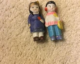 Pair vintage mini dolls marked Japan
