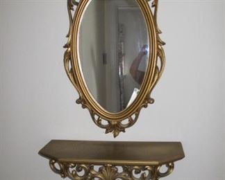 Gold mirror and shelf