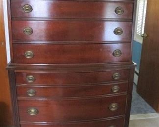 Dixie Furniture, mahogany tall dresser, some marks on top otherwise, very good condition