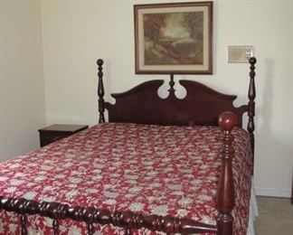 Mahogany, four poster bed with one nightstand